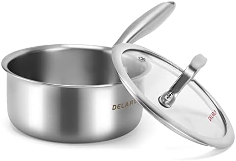 DELARLO Full-body Clad Tri-ply Stainless Steel 1.5 Quart Saucepan with Lid