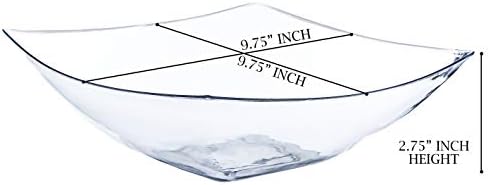 PLASTICPRO Disposable 64 ounce Square Serving Bowls, Party Snack or Salad Bowl, Large Plastic Crystal Clear Pack of 4