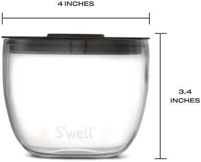 S'well 12oz Glass Prep Bowl Set of 4 for Easy Meal Prep, Black, Durable Tempered Glass, Nesting Design Compatible with 21.5oz S'well Eats Containers