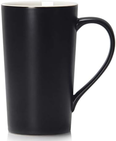 20 Ounces Extra Large Coffee Mug, M007 Tall Big Ceramic Latte Cappuccino Tea Cup with Handle for Dad Men Coworkers,Ideal Mugs for Office Home Daily Use, Black
