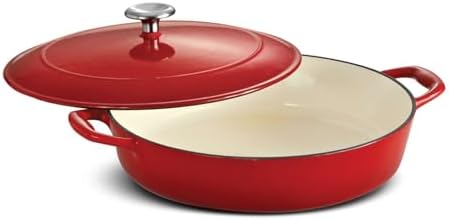 Tramontina Bestow Enameled Cast Iron 4-Qt Braiser Pan with Lid, Red