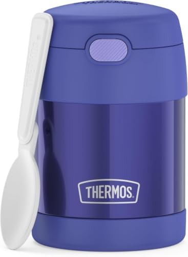 THERMOS FUNTAINER Insulated Food Jar,10 Ounce,Kid Friendly Food Jar with Foldable Spoon,Purple,(Pack of 6)
