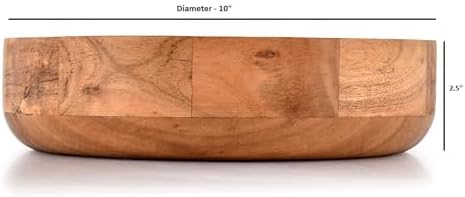 Kaizen Casa Wooden Round Shaped Serving Bowl for Fruit,Dessert Platter Tray Dish Kitchen Dining Fruit,Dessert,Snack