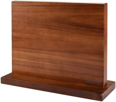 Magnetic Knife Block, Acacia Wood Kitchen Knife Holder, Multifunctional Double Side Knife Storage Organizer for Kitchen Counter ，Equipped with powerful enhanced magnets (Without knife)