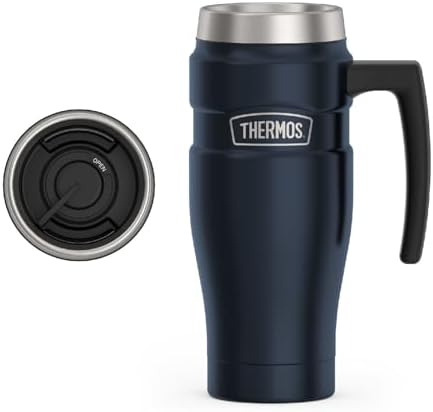 THERMOS Stainless King Travel Mug with Handle, 16oz, Midnight Blue