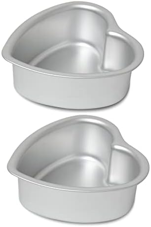 Heart-shaped cake pan, heart-shaped cake tin, aluminum, 6-inch heart-shaped-pan, for weddings, parties, family and other occasions cake (6 x 3 Inch,Set of 2)
