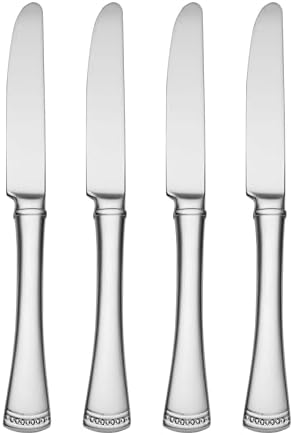 Lenox Portola Flatware Collection, 18/10 Stainless Steel Flatware & Silverware, Dinner Knife Set, 4-Piece