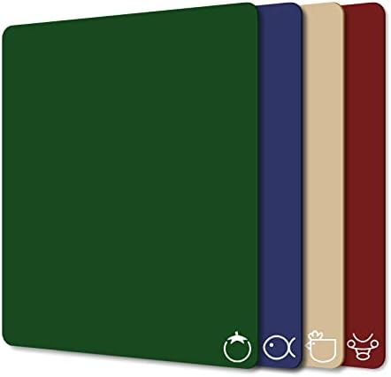 WK Plastic Flexible Cutting Boards for Kitchen Set of 4, Colored Cutting Board Mats with Food Icons, Non-Slip Cutting Mats, BPA Free, Dishwasher Safe