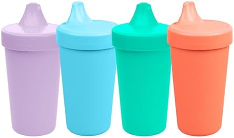 Re-Play Spill-Proof Sippy Cups for Toddlers - Kids Reusable 10 Oz Set of 4, Dishwasher & Microwave Safe, Made in USA, Bubble Pop