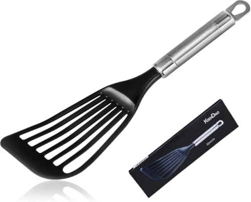 KSENDALO Thin Flexible Fish Spatula for Nonstick Cookware, Black
