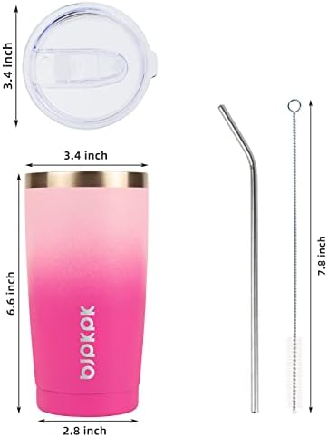 BJPKPK 20 oz Coffee Tumbler with Lid & Straw, Insulated Stainless Steel Mug
