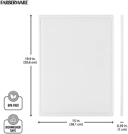 Farberware 15 x 20 Inch Extra Large Plastic Cutting Board, White