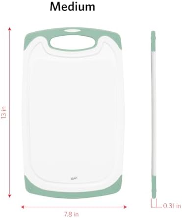 Glad Cutting Boards for Kitchen - 3pc Cutting Board Set with Juice Grooves and Non Slip Handles - Assorted Sizes for Meat, Vegetables, and Fruit - Non Porous, Dishwasher Safe, Teal Green