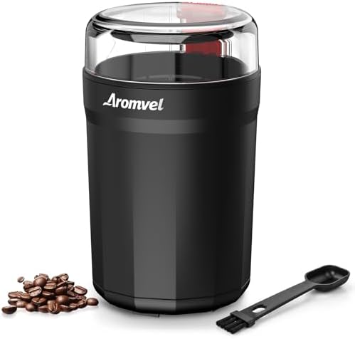 Electric Coffee Grinder, 2-in-1 Cleaning Brush & Scoop, Safety Lid