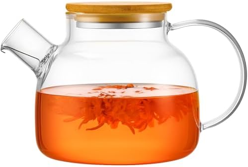 PARACITY Glass Tea Kettle Stovetop, Clear Glass Teapot with Infuser, 34oz
