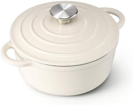Leonyo 2Quart Small Enameled Cast Iron Dutch Oven with Lid,Light Sandalwood