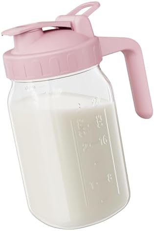 JunVpic Breast Milk Pitcher, 32 oz Wide Mouth Glass Mason Jar with Lid