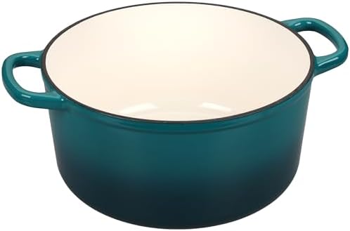 EDGING CASTING Enameled Cast Iron Dutch Oven with Sourdough Bread Baking Kit, Bread Dutch Oven with Lid, Includes Proofing Basket & Baking Tools, 5qt, Darkcyan
