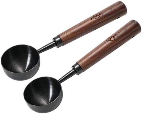 Vintage Coffee Measuring Spoon - 304 Stainless Steel, Coffee Scoop，10g Capacity, Walnut Handle - Perfect for Coffee, Tea, and More (Gunmetal (2 pcs))