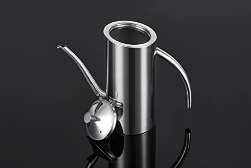 KSENDALO Premium Stainless Steel Olive Oil Dispenser (24oz/700mL) - Leakproof Kitchen Cruet & Olive Oil Bottle with Ergonomic ONE-Piece Body, Long Narrow Spout for Precision Pouring & Arc Handle