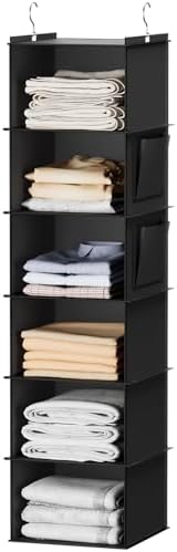 YOUDENOVA Hanging Closet Organizer and Storage, 6-Shelf, Black
