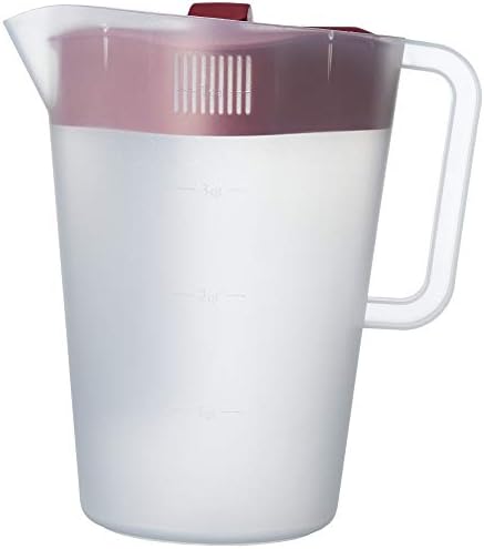 GoodCook 1 Gallon Pitcher with Embossed Measurements, Integrated Pour Spout & 4 Way Lid, Made Without BPA, Clear/Red