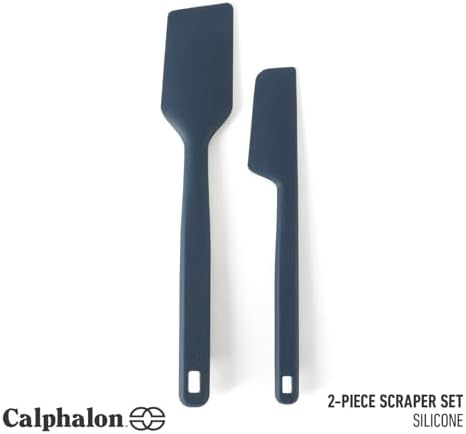 Calphalon Prime Scraper Set, 2-Piece Silicone Kitchen Scraper Set, Flexible Baking & Cooking Scrapers, Heat-Resistant Nonstick-Safe Tools with Ergonomic Handles, Navy