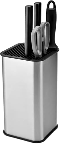 Kitchen Knife Holder,Stainless Steel Universal Knife Block Holder,Edge-Protect Knife Storage Organizer,Space-Saving Knife Storage Countertop, Slotless Knife Holder Storage for Kitchen Counter (Black)