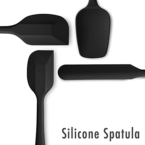 4-Piece Silicone Spatula Set with Stainless Steel Core, Black