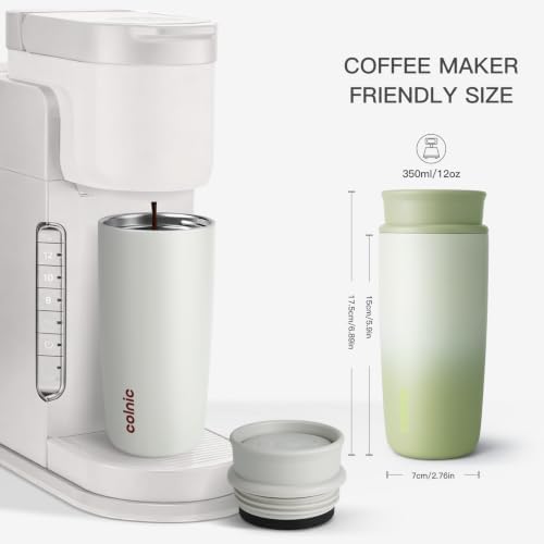 Travel Coffee Mug with 360°Lid, 12 oz Coffee Tumbler Insulated Travel Mugs for Hot and Cold, Vacuum Insulated Stainless Steel Coffee Cup Leak Proof Spill Proof-Misty Meadow