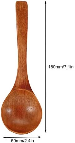 Wood Ladle with Long Handle, Natural Cooking Spoon (brown spoon)