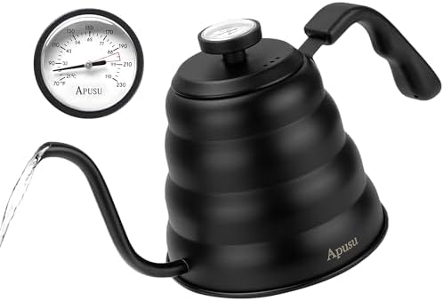 Tea Kettle For Stovetop,Gooseneck Pour Over Kettle,Thermometer,40oz,Black