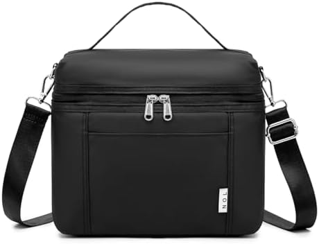 NOL Insulated Lunch Bags for Women Cooler Bag Lightweight Nylon Waterproof Lunch Box For Work (Medium(normal), New black)