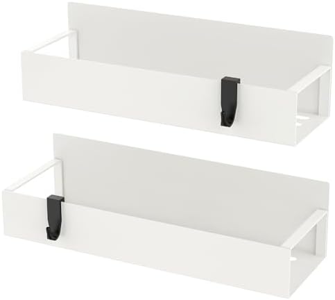 HuggieGems Metal Magnetic Spice Rack for Refrigerator Cream White, 2 Pack