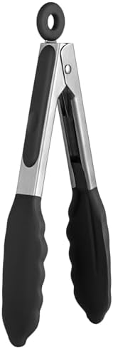 U-Taste Kitchen Tong for Cooking, 480ºF Heat-Resistant Silicone, 7in/Black