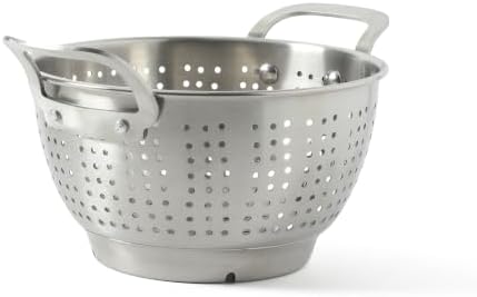 Calphalon Astro Colander Set, 2-Piece Stainless Steel Colander and Strainer, 5 QT & 1.5 QT Pasta Strainer with Handles, Matte Finish Kitchen Colander, Silver