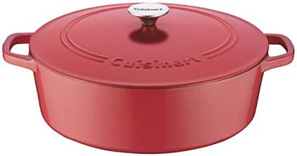 Cuisinart Chef's Classic Enameled Cast Iron Dutch Oven with Lid, Porcelain Enameled Interior, Oven Safe, Induction Compatible, 7-Quart, Oval, Peony Pink