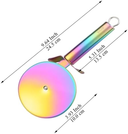 Berglander Pizza Wheel, Rainbow Titanium Plating Stainless Steel Pizza Cutter, Super Sharp Pizza Slicer With Titanium Colorful Plating, Pastry Cutter, Easy to Clean And Stored
