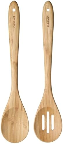 Cuisinart CTG-BAM-2SP Green Gourmet Bamboo Solid and Slotted Spoons, 2-Pack, 15.5" x 4.5" x 0.75"