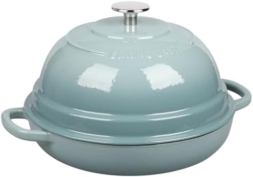 EDGING CASTING Enameled Cast Iron Dutch Oven Pot with Lid, Round Bread Oven for Homemade Sourdough Bread Baking, 6 Quart, Seasalt