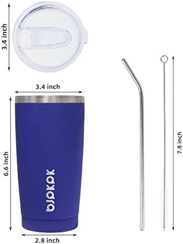 BJPKPK 20 oz Coffee Tumbler with Lid, Straw, Insulated Stainless Steel Mug