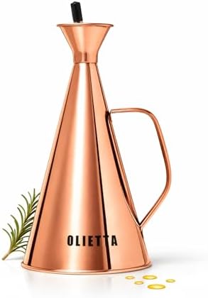 Olive Oil Dispenser Bottle, Copper Stainless Steel Non-Drip Pourer 34 fl oz