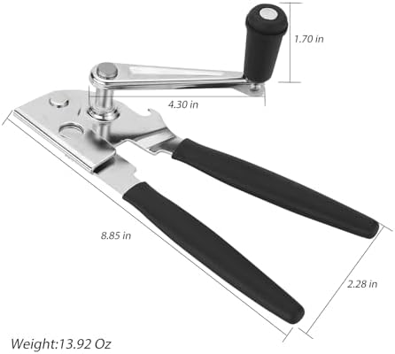 Heavy-Duty Commercial Manual Crank Can Openers,Rubber-Coated Long Handles (Pack of 2)