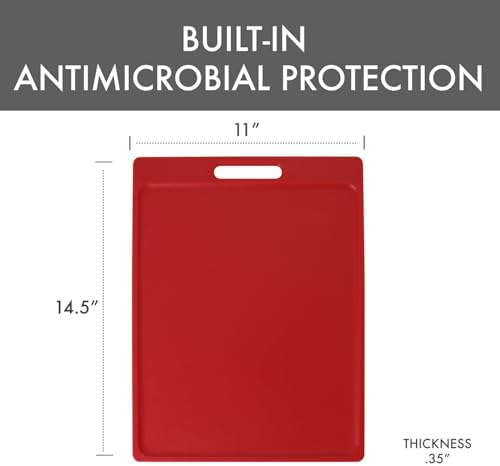 Dexas NSF Certified Polysafe Cutting Board with Handle, 11 x 14.5 Inches, Reversible Kitchen Cutting Board, Red