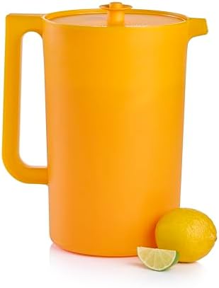 Tupperware Impressions Classic Sheer 1 Gallon Pitcher with Lid in Papaya, Dishwasher Safe and BPA Free, Mess-Free, Reusable Plastic Pitcher with Extra Large Capacity
