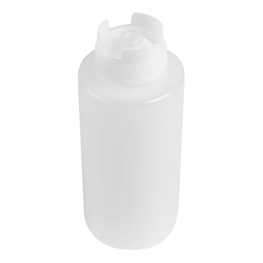 Restaurantware First In First Out 32 Ounce Condiment Squeeze Bottle 6 Refillable Lid FIFO Squeeze Bottle - Precision Dispensing Tip Flexible Clear Plastic Squeeze Bottle For Sauces