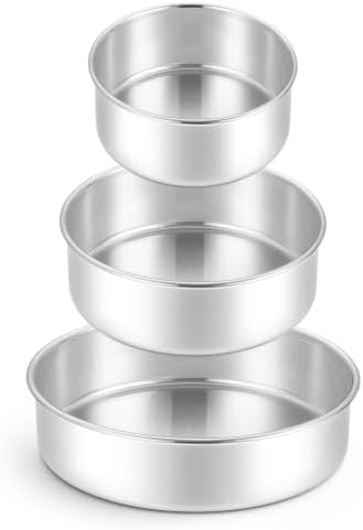 Leonyo 6"-8"-9" Baking Pans Set, Stainless Steel Round Cake Pans, 2In Deep
