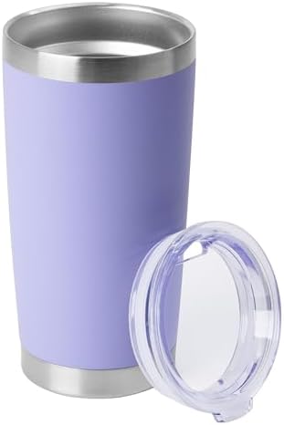 HASLE OUTFITTERS 20oz Stainless Steel Tumblers Bulk, Insulated Travel Cup with Lid, Double Wall Vacuum Coffee Mug for Cold & Hot Drinks 1 Pack, Light Purple