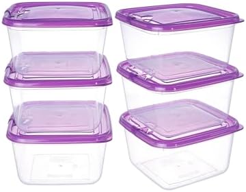 KIGI Airtight Food Storage Containers with Vent Lids for Meal Prep, Lunch, BPA Free, Stackable, Reusable Plastic Containers for Leftovers, Kitchen, Pantry, Fridge Organizer, Freezer Safe (5 Cup 6PACK)