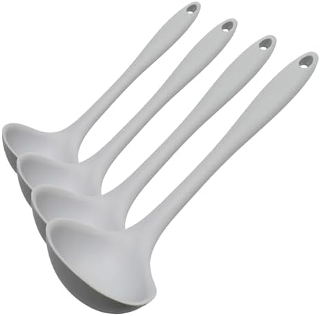 Chef Craft Premium Silicone Cooking Ladle, 11.25 inch, Gray (Pack of 4)